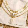 Collar Clavícula de Metal con Borla de Perlas Estilo Europeo y Americano, Bañado en Oro de 18 Quilates Versátil Moda Nicho Nuevo Accesorio para Mujeres
