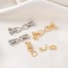 Chapado en Cobre Oro Verdadero de 18K Micro Hebilla de Perla de 8 Caracteres Hebilla de Conexión de Pulsera DIY Hecha a Mano Doble Fila Engaste de Platino