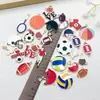 Accesorios de Aleación Esmaltada DIY Equipo Deportivo Colgante de Fútbol Baloncesto Voleibol Llavero Pulsera Dijes para Joyería