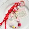 Año Nuevo Rojo Linda Manzana Amor Cuadrado Cuentas Hecho a Mano DIY Cadena para Teléfono Bolso Pulsera Colgante Accesorios de Joyería Material