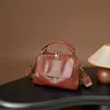 Bolso cruzado de piel suave Bolso de piel genuina para mujer Bolso Boston de piel curtida vegetal vintage Bolso de mano para transmisión en vivo Bolso de hombro 780