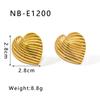 Pendientes de acero inoxidable con diseño de estilo europeo y americano para mujer, con textura de rayas, hojas, amor, forma de corazón, cara brillante