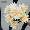 Dalias artificiales de seda de 9 ramas y 9 cabezas, perfectas para decoraciones de pasillo de bodas, decoraciones de arcos, arreglos florales para el hogar y disponibles en varios colores.