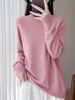 Blusa de Tricô Feminina Outono/Inverno Gola Meia-Alta com Pedrarias Blusa Base Feminina Novo Estilo Blusa de Manga Longa para Usar por Baixo Feminina Coreana