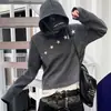 Chamarra con capucha de patrón de estrellas retro americano, unisex, otoño/invierno, corte holgado, sudadera de rayas verticales, diseño único