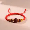 Pulsera Roja de Cuerda de Cinabrio Natural para Niños, Pulsera de Bebé del Año de Nacimiento, Amuleto Seguro de Transferencia, Pulsera de Cinabrio para Bebé