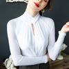 Tops de Malla Otoño e Invierno 2024 Camisetas Básicas, Camisetas Interiores de Moda, Ropa Europea de Otoño de Manga Larga