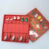 Juego de Cubiertos de Acero Inoxidable Cuchara y Tenedor Navideños Transfronterizos Papá Noel Árbol Cuchara de Postre Dibujos Animados Creativo Set de Regalo Navideño