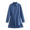Comércio exterior estilo europeu e americano roupas femininas atacado 2023 verão novo design senso listrado cintura simples camisa vestido
