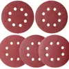 50 Peças de Lixa Vermelha de 5 Polegadas com 8 Furos e Suporte de Tecido, Discos de Lixa Redondos de 125mm para Polimento de Madeira em Máquina Orbital, Lixa de Diamante para Madeira