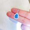 Pingente gota d'água aquamarina moissanita corrente clavícula atacado azul Mosan lapidação facetada diamante segunda sobreteste caneta broca