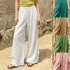 Otoño 2026 Nuevo Ropa Femenina Transfronteriza Europea y Americana Color Sólido Holgado de Cintura Alta Pierna Ancha con Dobladillo de Volante Caído Pantalones Casuales