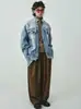Chaqueta de Mezclilla Lavada Resistente Estilo Retro Americano Desgastada con Flecos y Borde Crudo para Hombres y Mujeres Tendencia Casual Abrigo de Pareja Top
