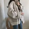 Tricô Feminino Outono Inverno Estilo Coreano Solto Estudante Gola V Jaqueta Pequena Espessada Estilo Preguiçoso Top Suéter Cardigan