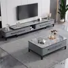Mesa de café de pizarra de lujo ligero, combinación de mueble de TV, moderno, simple, madera maciza, pequeño apartamento, sala de estar, mueble de suelo, muebles para toda la casa