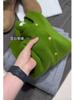Suéter Cardigan Tricotado Pequeno Verde Popular Novo Outono e Inverno 2024 Feminino Temperamento Branco Macio Cera Top Coat