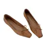 Zapatos Planos de Ballet Suaves 2026 con Lazo Punta Delicada Nuevo Estilo Francés Retro Brisa Nocturna Punta Cuadrada Tacón Bajo Zapatos para Mujer