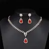 Conjunto Duas Peças Colar e Brincos Pingente Gota de Água com Strass Simples Europeu e Americano Corrente Garra Acessórios para Vestido de Casamento Festa Diamante