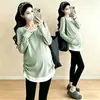 Roupa de maternidade, novo estilo outono/inverno, design de duas peças, adequado para gravidez e amamentação, camada base versátil, tamanho grande, cobre a barriga, camiseta da moda
