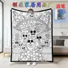Manta Cruzada Amazon Novo Produto Artesanal Veludo Cristal Mais Vendido no Exterior Preto e Branco Manta Pai e Filho Halloween Peça Única 26 Peças para Colorir com Pincéis