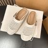 106-1 Elegantes Zapatos Planos con Hebilla de Cinturón Tejida Calados Estilo Hada Nuevo Tacón Bajo Zapatos Planos Ropa de Trabajo Zapatos para Mujer