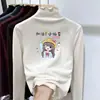 Ropa interior de felpa para niñas Otoño Invierno Nuevo Estilo Cuello medio alto fruncido Elegante Cálido Top interior para niños medianos y grandes Manga larga