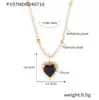Hepburn Estilo Novo Estilo Pêssego Conjunto de Coração Pingente de Zircão Titânio Aço Banhado a Ouro Corda Imitação de Pérola Design Colar Fresco e Simples para Mulheres