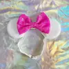 Acessórios de cabelo novos com laço de lantejoulas para crianças, tiara decorativa para parque de diversões, faixa de cabelo elástica ajustável de nylon