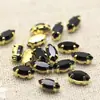 10 Piezas de Strass de Garra Cosidos a Mano de Ojo de Caballo Pequeño de 4x8mm con Base Dorada y Agujeros para Decoración de Zapatos y Cuellos de Ropa, Botones de Strass para Bolsos