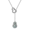 Collar de Calabaza de Jade Azul Agua Estilo Chino Nuevo con Cuentas de Plata S925 Pura para Mujer Cadena para Clavícula de un Solo Lado Verano Sensación de Alta Gama