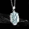 Colgante de Zafiro Azul A de Jade Natural, Pequeño Zorro de Nueve Colas, Colgante de Hielo de Jade, Montura de Plata S925, Colgante de Moda para Mujer, Colgante de Jade
