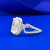 Anillo de Diamante Mu Jing Jewelry Plata S925 Pagoda Rectangular Diamante de Alto Carbono 6 Quilates Cluster de Diamantes Lleno de Lujo Estilo Europeo y Americano
