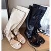 2024 Comercio Exterior Nuevo Estilo Botas de Chica Caliente Punta Abierta Botas Largas Diseño de Nicho Sandalias con Correa Distintiva Botas de Tacón con Clip en la Punta