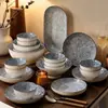 Série Retro Primavera Leve Tigelas e Pratos de Cerâmica Louça Tigelas e Pratos Yamada para Uso Doméstico Tigela de Arroz Tigela de Macarrão Tigela de Sopa Prato Prato de Bife