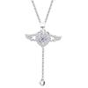 Collar de Corazón de Cupido de Plata Esterlina S925 para Mujer de Lujo Ligero con Alas Giratorias Diseño de Amor Dulce Cadena para Suéter Joyería
