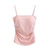 2023 Verão Novo Estilo Europeu e Americano plissado curto sólido cor Sling Slim Fit com peito almofada pequeno colete feminino top curto