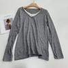 Suave Nuo estilo ocidental contraste cor gola falsa de duas peças V-neck manga comprida T-shirt feminina primavera e outono solto emagrecimento fino malha fundo camisa