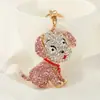 Llavero Anillo de Caricatura Lindo Pug Creativo Animal Incrustado con Diamantes Colgante para Bolso Accesorio para Llavero de Coche