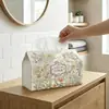 Caja de pañuelos de papel con diseño jaspeado naranja de venta caliente transfronteriza envío directo, elige tu propio diseño tamaño cuero impermeable almacenamiento para el hogar pañuelo