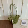 Bolsa de Palha Grande Capacidade Estilo Francês, Bolsa de Ombro Vazada de Luxo Leve, Design de Nicho, Textura de Alta Qualidade, Bolsa para Mãe e Filha para o Dia a Dia