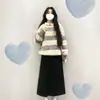 Directo del Fabricante - Suéter de Felpa de Piel de Ciervo Otoño e Invierno Vintage Rayado Perezoso para Hombre, Tendencia Holgado Estilo BF Conjunto de Pareja