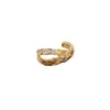Moda Retro Francesa Estilo Simple Clips Metálicos para Orejas sin Perforación Incrustados con Diamantes con Diseño Único para Mujeres