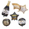Decoración de Fiesta de Año Nuevo Transfronteriza feliz año nuevo Negro Dorado Feliz Año Nuevo Globo de Aluminio 2025