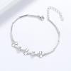 Pulsera de pareja Trébol de Amatista para mujer plata de ley S925 simple moda joyería de pedrería azul joyería estilo coreano