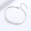 Pulsera de plata de ley s925 con circonita de trébol de cuatro hojas de la suerte, joyería de mano de cristal morado azul estilo ins japonés y coreano para mujer, regalo para novias