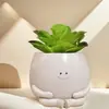 Maceta colgante creativa de resina transfronteriza con diseño texturizado estilo madera para decoración de escritorio, escritorio del hogar, balcón y adorno de planta verde