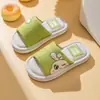 Pantuflas de Lino Four Seasons para Pisos de Madera, Uso en el Hogar, Bordado de Dibujos Animados, Padre e Hijo, Hombres, Mujeres, Niños, Pantuflas para el Hogar al por Mayor