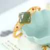 Pulsera de trébol chapada en plata S925 con jaspe natural, moda popular, temperamento, personalidad moderna, pulsera simple para mujer