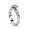Anillo de Moissanita Set de Anillos Apilables de Plata de Ley S925 Anillo de Moissanita Plateado
