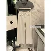 Liquidação, sem trocas ou devoluções. Jeans de perna reta com design de linha de osso na aba do bolso, elasticidade em quatro direções, estilo de luxo leve francês 95070